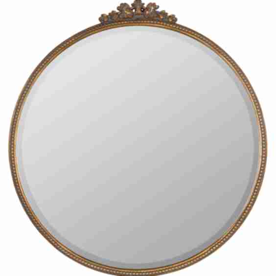 Bridgitte Ornate Round Wall Mirror Antiqued Gold