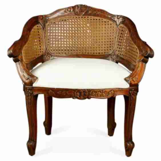 Wicker-back Slipper Chair Cream Linen