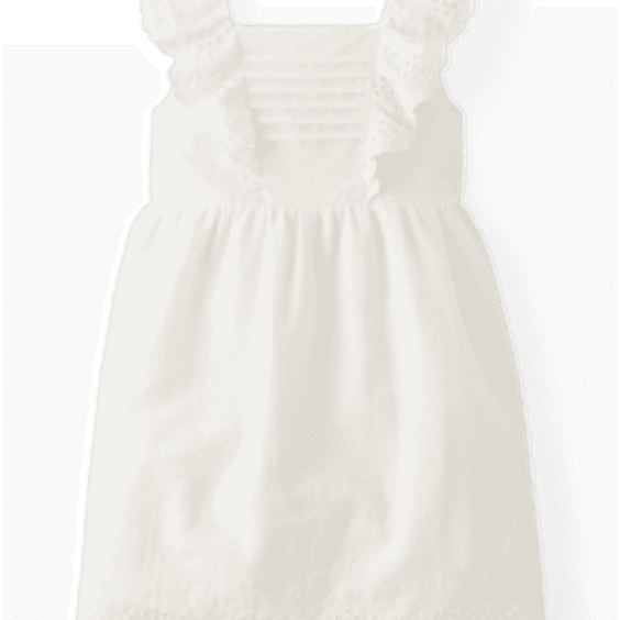 Girls Mommy And Me Eyelet Linen Blend Flutter Dress 