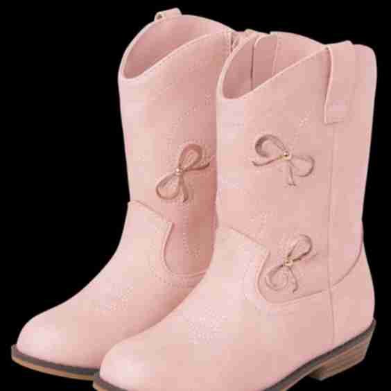 Girls Embroidered Bow Cowgirl Boots - Little Essentials