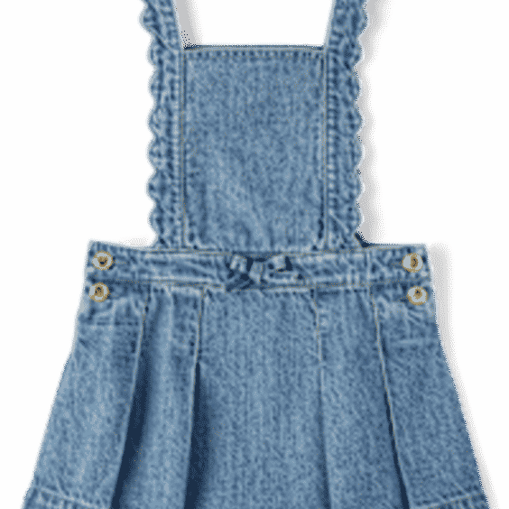 Girls Scalloped Button Denim Jumper