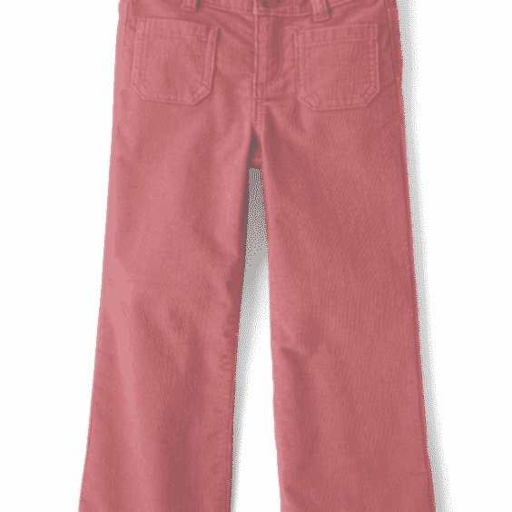 Girls Patch Pocket Stretch Corduroy Wide Leg Pants