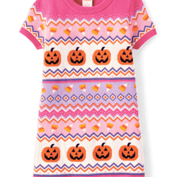Girls Halloween Fairisle Sweater Dress