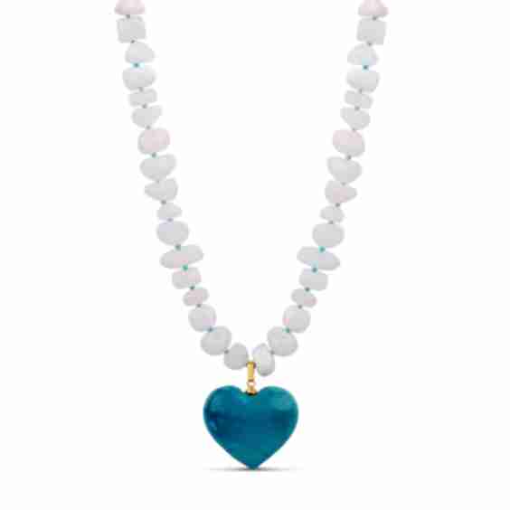 Ocean Blue Heart Pendant Necklace Murano Glass Heart Necklace