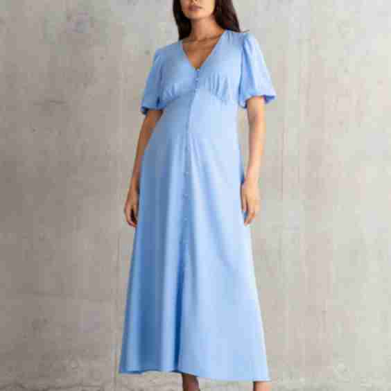 Button Through V Neck Maternity And Nursing Dress