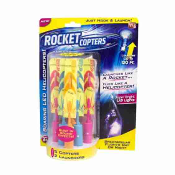Rocket Copters Slingshot LED Launching Helicopter Set 