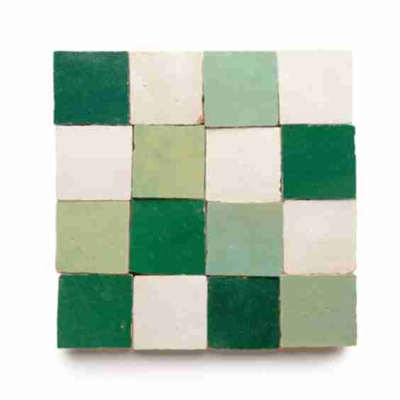 Tidepool + Casablanca + Jade Checkerboard 2" x 2"