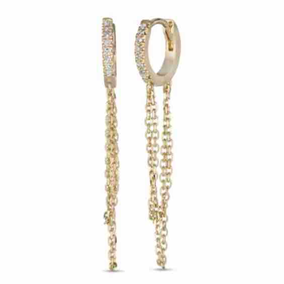 14 K Diamond Huggies With Chain