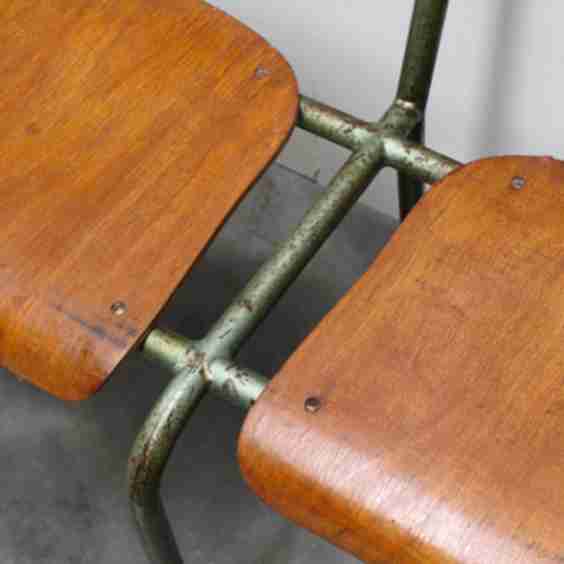 Large French Industrial Bench From Mullca 1950 S
