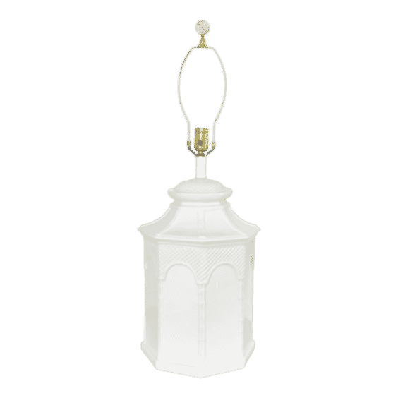 Vintage White Ceramic Oversized Octagonal Pagoda Table Lamp