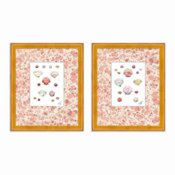Marbled Shells in Pink, Diptych by Lia Burke, Set of 2