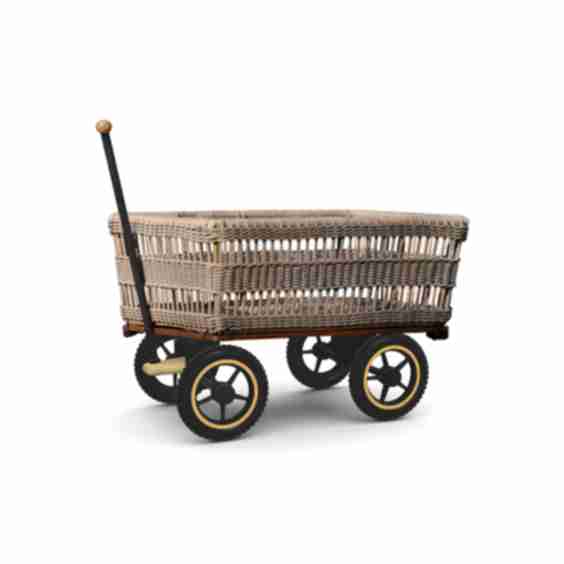 European Wicker Basket Garden Wagon
