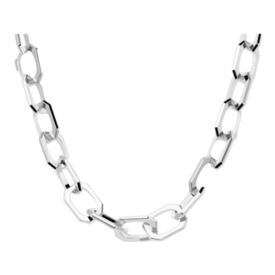 Large Signature Chain Silver Necklace