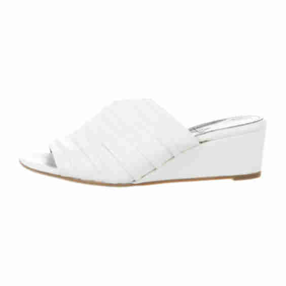 Leather Pleated Accents Slides