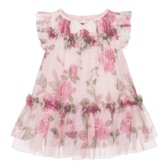 Baby Girls Pink & Green Floral Tulle Dress