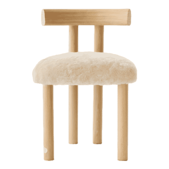 Perle Shearling & Oak Wood Dining Chair by goop