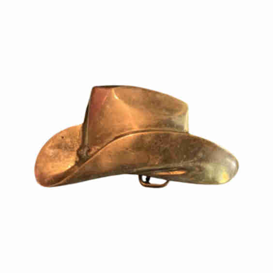 Brass Cowboy Hat Belt Buckle