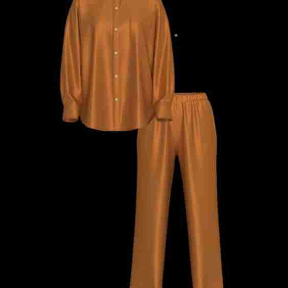 Luxe Sheer Satin Button-Front Long Pajama Set