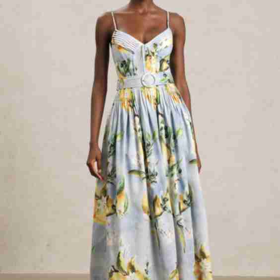 Fritia Halter Printed Folds Maxi Dress