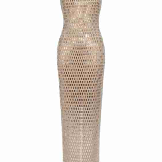 Martha Diamante Tube Mesh Midi Dress
