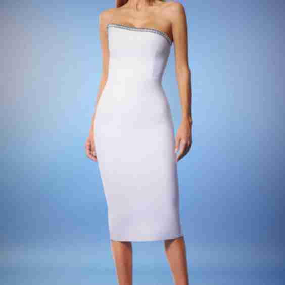 Drawstring Strapless Bandage Midi Dress