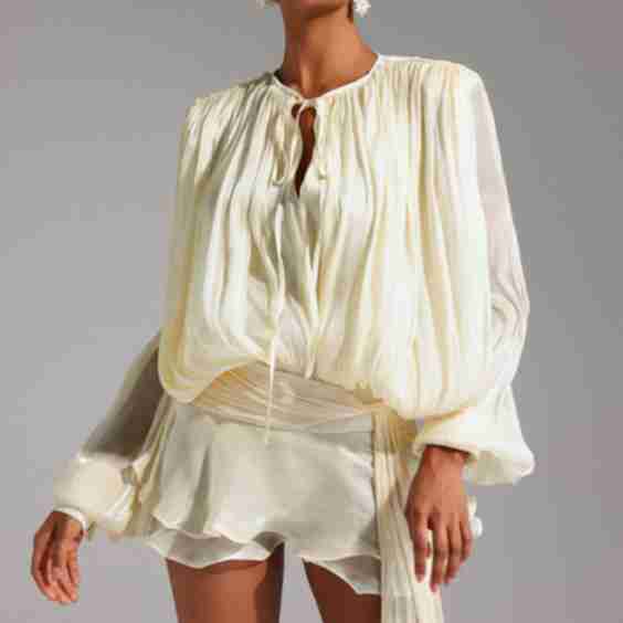 Dekia Long Sleeve Hollow Out Flounce Mini Dress