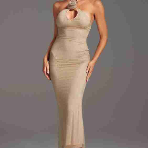 Lacava Sleeveless Halter Flowers Maxi Dress