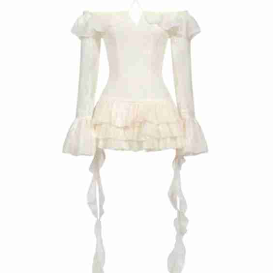 Wenie Off The Shoulder Long Sleeve Flounce Mini Dress
