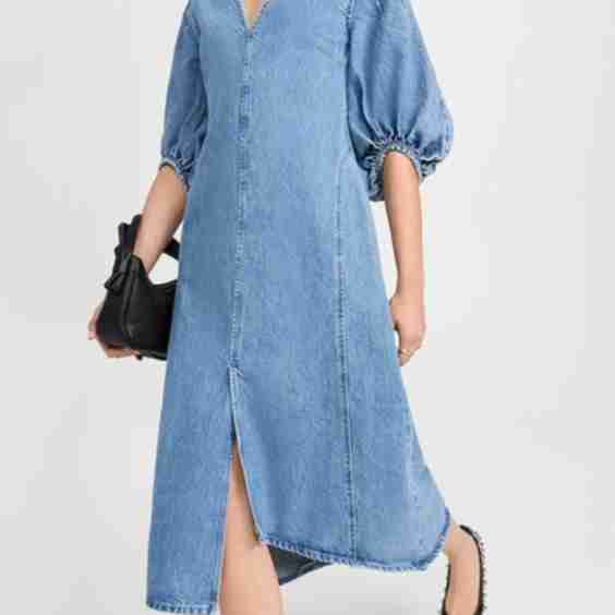 Volume Sleeves Midi Dress