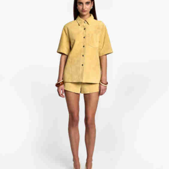 Butter Yellow Suede Shirt