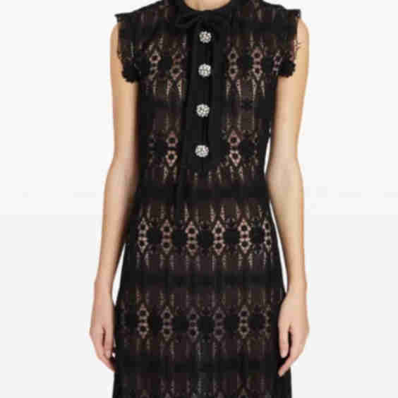 Long embroidered macramé dress
