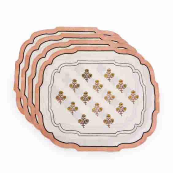 Set of Four Printed Linen Placemats