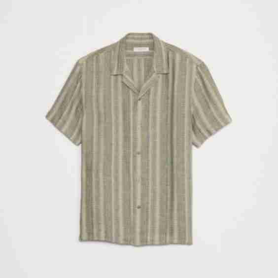 Standard-Fit Textured Linen-Cotton Resort Shirt