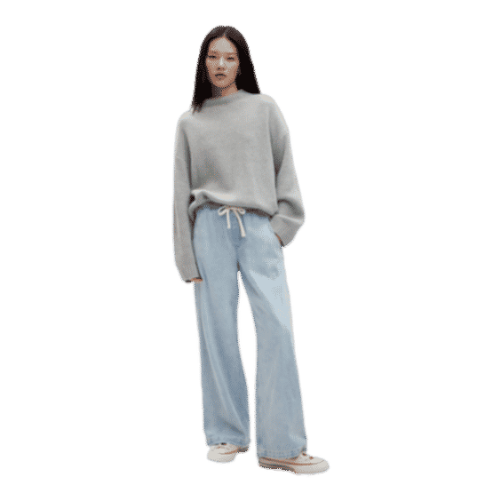 High Rise Pull-On Wide-Leg Jeans