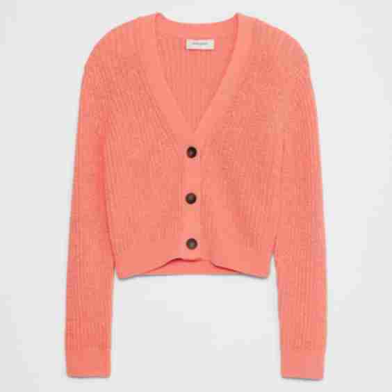 Cropped Textured Cardigan Sweater