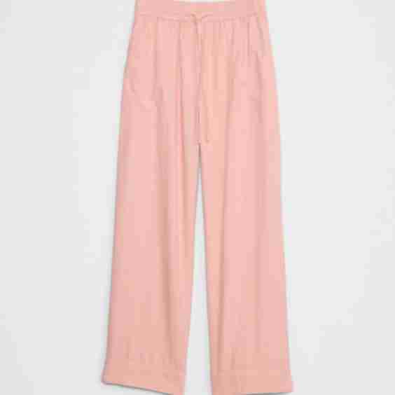 Straight Linen-Blend Pull-On Pant