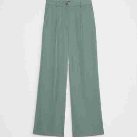 Wide Leg High Rise Twill Trouser