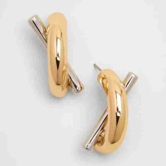 Mixed Metal Bar Earrings