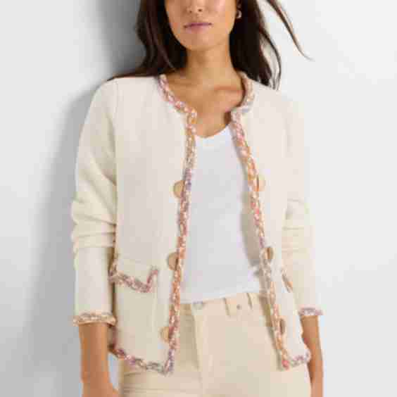 Mix Trim Knit Jacket