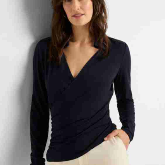 Collared Knit Wrap Top