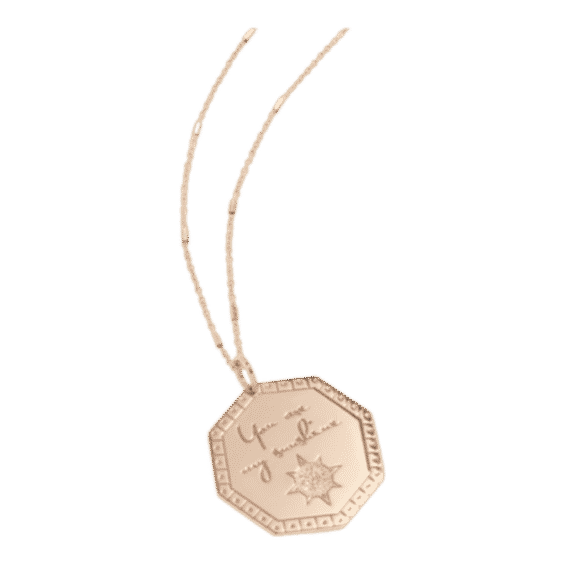 14k Octagon Mantra Medallion Necklace