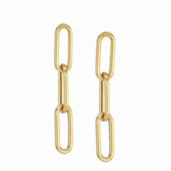 Heavy Metal 14k Yellow Gold Paper-Clip-Chain Earrings
