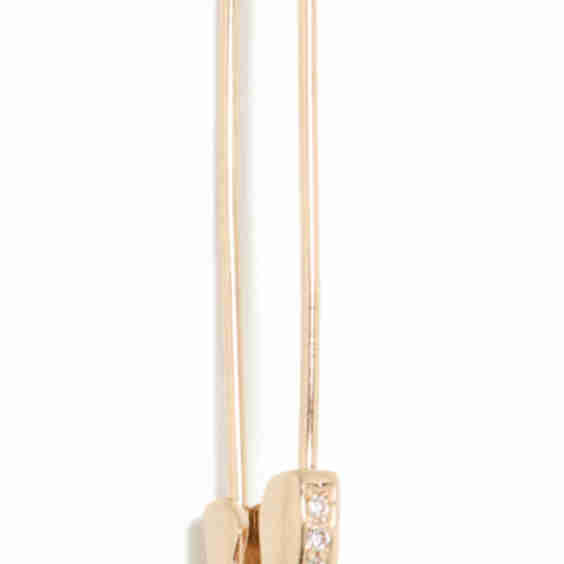 14k Gold Pave Diamond Safety Pin Threader Earring