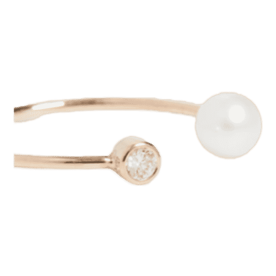 14k Pearl & Diamond Bezel Open Ring