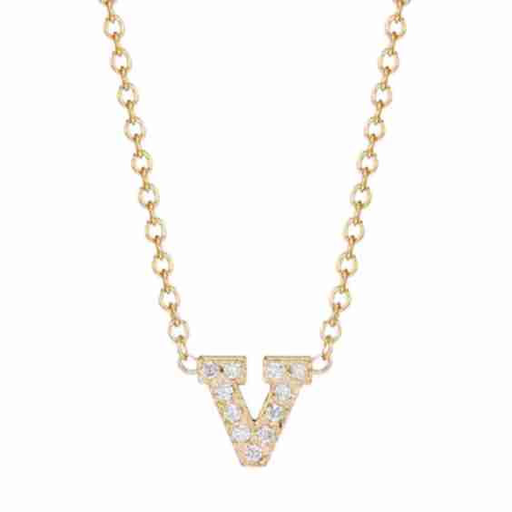 Pavé Diamond & Gold Initial Pendant Necklace