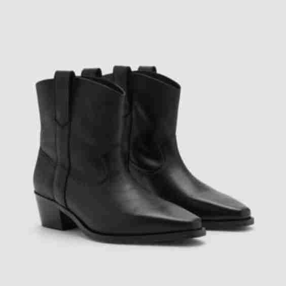 Leather Cowboy Ankle Boots