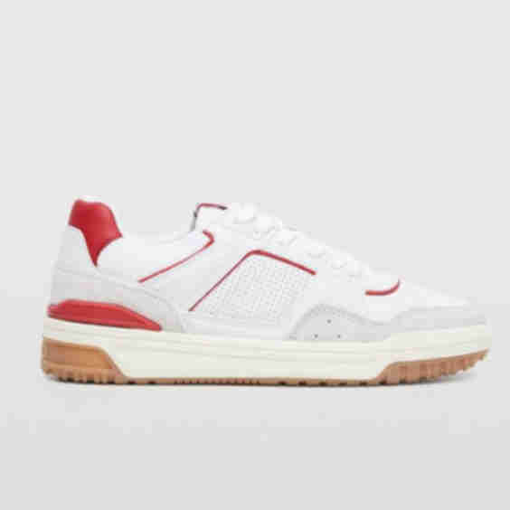 Lace-up mixed sneakers