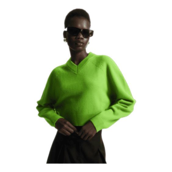 Cropped V-Neck Wool Sweater
