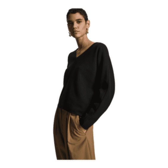 Wool-Blend V-Neck Top