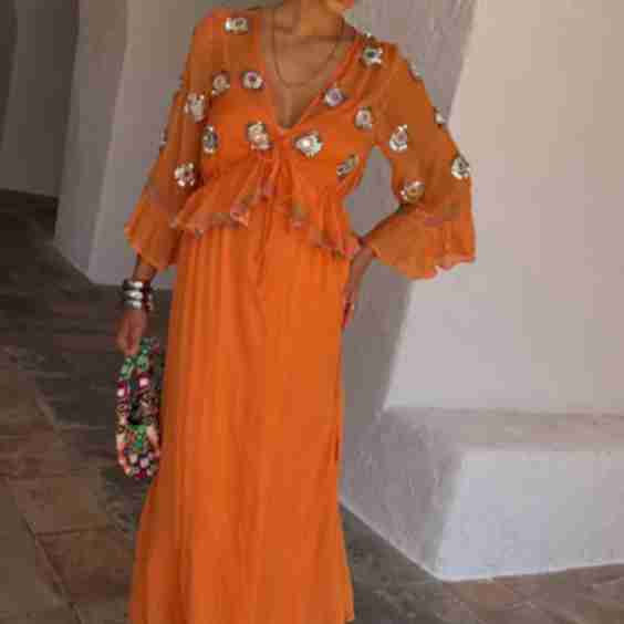 Apricot Embellished Ines Dress